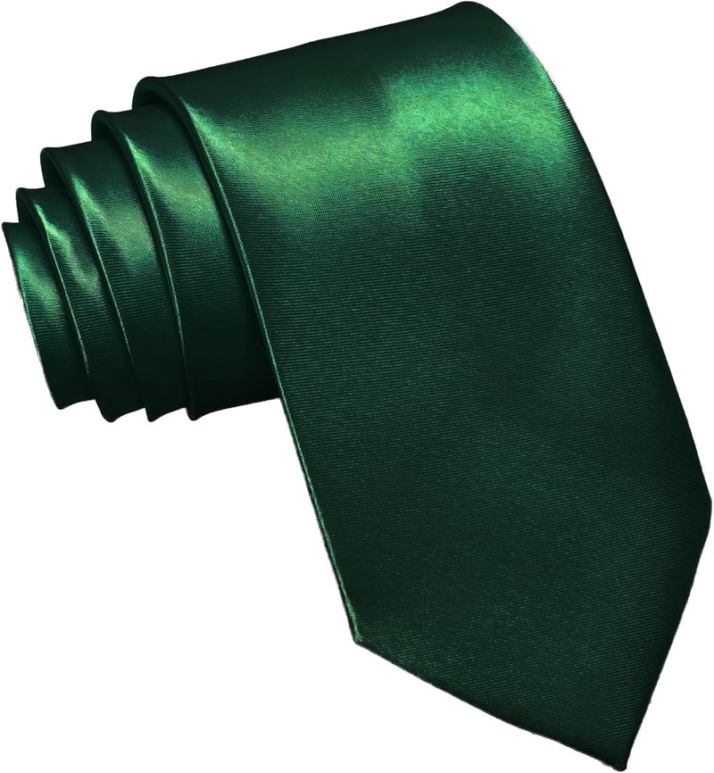WOXVM Men's Ties Classic Solid Satin Tie Pure Color 3.15" Mens Necktie, Premium Formal Black Ties For Men Business & Wedding - Image 1